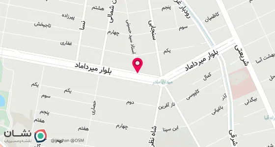 نقشه موقعیت تقریبی دفتر: میرداماد نبش خ آزیتا ساختمان کامیار واحد9