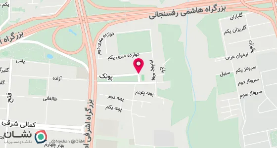 نقشه موقعیت تقریبی دفتر: تهران ، بالاتر از چهار راه پونک ، نبش کوچه سوم ، مجتمع نسیم ، طبقه پنجم
