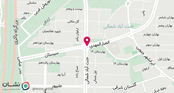 نقشه موقعیت تقریبی دفتر: تهران ، جنت آباد شمالی ، 35 متری انصارالمهدی(عج) ، ضلع جنوبی مسجد جامع انصارالمهدی ، طبقه سوم