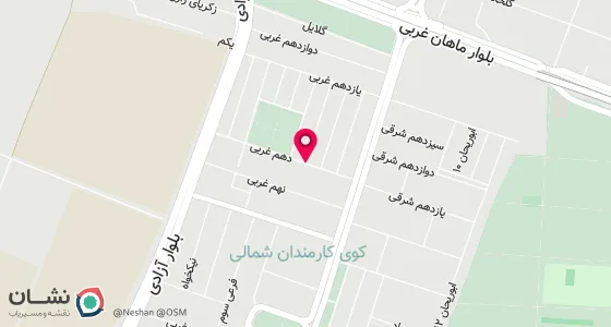 نقشه موقعیت تقریبی دفتر: کرج کوی کارمندان شمالی خیابان دهم غربی ابوریحان 6 پلاک14