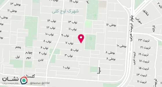 نقشه موقعیت تقریبی دفتر: کرج شهرک اوج انتهای نواب 7 روبروی پارک مینای 2 شماره 71
