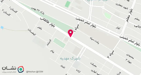 نقشه موقعیت تقریبی دفتر: بیجار خ طالقانی زمین شهری مسجد اهل سنت حضرت محمد(ص)