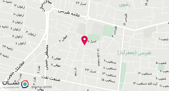 نقشه موقعیت تقریبی دفتر: سبزوار-میدان شهید بهشتی-ضلع جنوبی سی هزار متری- جنب موسسه افضل توس