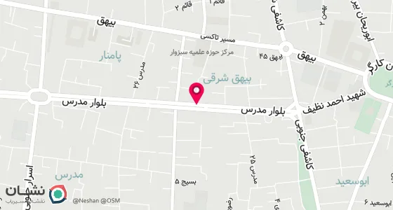 نقشه موقعیت تقریبی دفتر: سبزوار-بلوار مدرس- مدرس 30-نبش ورودی کوچه یک-مجتمع اداری-ط اول-پلاک4