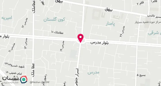 نقشه موقعیت تقریبی دفتر: سبزوار خ اسرار جنوبی پاسج اکبرنیا