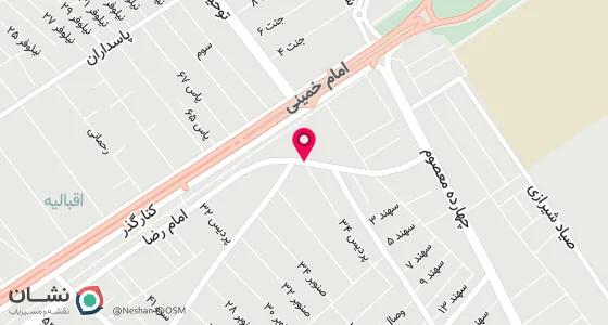 نقشه موقعیت تقریبی دفتر: اقبایه خیابان امام رضا نبش کوچه پنجاه پردیس پلاک 333