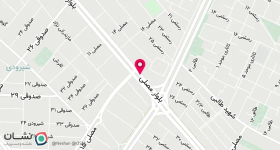 نقشه موقعیت تقریبی دفتر: بلوار مصلی. بعد مصلی 18 جنب بانک صادرات