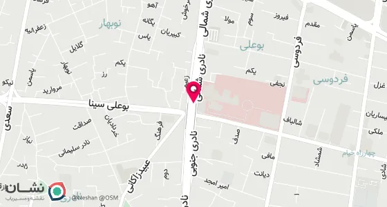 نقشه موقعیت تقریبی دفتر: قزوین خیابان نادری شمالی مقابل داروخانه رازی - پلاک135 ط 2