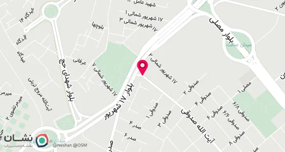 نقشه موقعیت تقریبی دفتر: مشهد بلوار 17 شهریور 17 شهریور شمالی 6 ( خیابان شهید آیت الله صدوقی ) مقابل شهید آیت الله صدوقی 1 پلاک 62