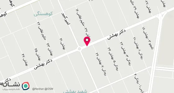 نقشه موقعیت تقریبی دفتر: مشهد کوهسنگی 22 بین میدان کوشه ای و بهشتی 26