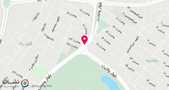 نقشه موقعیت تقریبی دفتر: مشهد- پنج راه بلوار وحدت نبش وحدت23