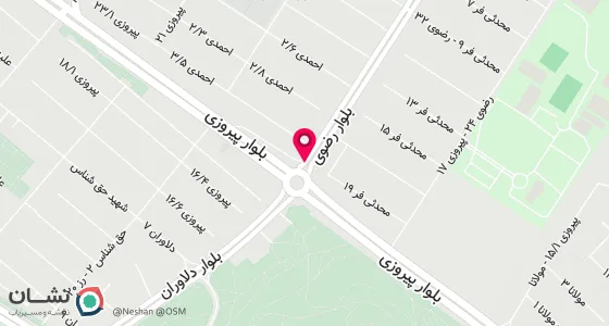 نقشه موقعیت تقریبی دفتر: استان خراسان رضوی شهرستان مشهد مقدس بلوار پیروزی بلوار سر افرازان پایداری2
