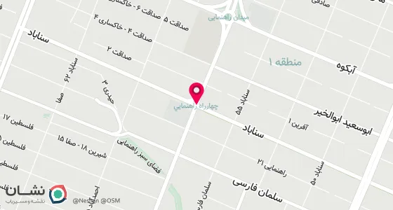 نقشه موقعیت تقریبی دفتر: مشهد چهارراه راهنمایی سناباد 57