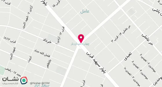نقشه موقعیت تقریبی دفتر: چهارراه میدان بار ابتدای مطهری شمالی جنب بانک مسکن