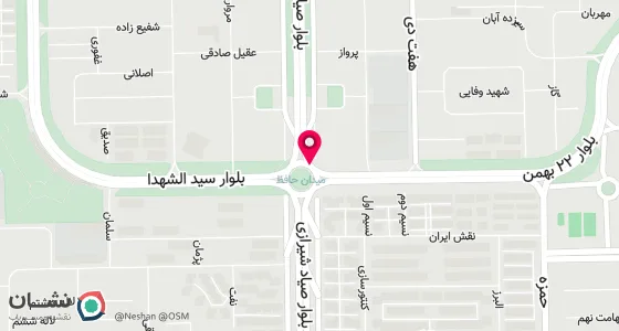 نقشه موقعیت تقریبی دفتر: قزوین - مینودر فلکه حافظ (دهخدا) جنب بانگ صادرات