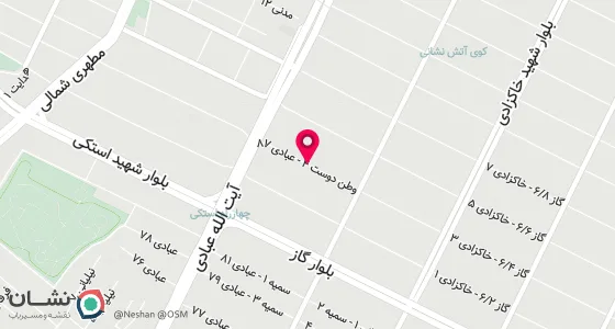 نقشه موقعیت تقریبی دفتر: مشهد، خیابان آیت الله عبادی 87، پلاک9