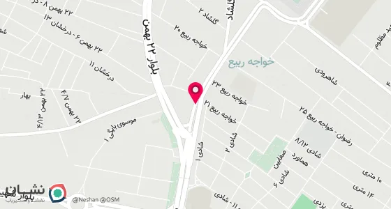 نقشه موقعیت تقریبی دفتر: خواجه ربیع _ نبش خواجه ربیع 14 _ دفتر ازدواج 92