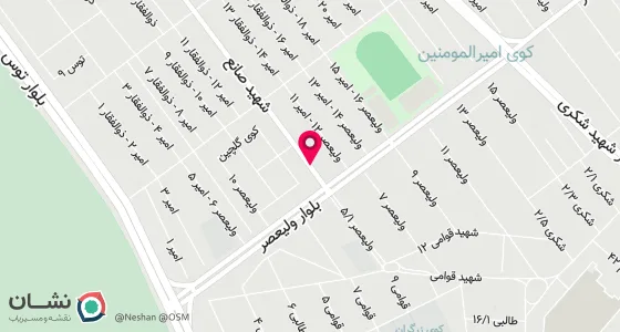 نقشه موقعیت تقریبی دفتر: کوی امیرالمومنین 20 متری یزدان دوست بین چهارراه ولیعصر/جوشکاری/وامیرجنب نانوائی پ49