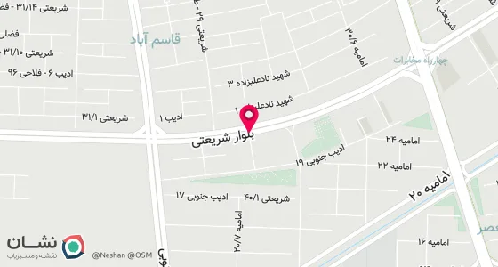 نقشه موقعیت تقریبی دفتر: مشهد- قاسم آباد- داخل شریعتی 44-جنب بانک تجارت