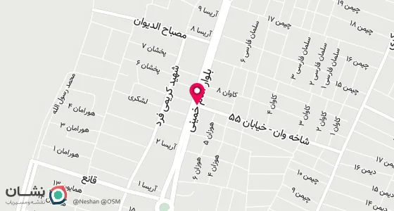 نقشه موقعیت تقریبی دفتر: آذربایجان غربی شهرستان بوکان اسلام آباد خیابان شاخه وان(55) روبروی مدرسه 7 تیر
