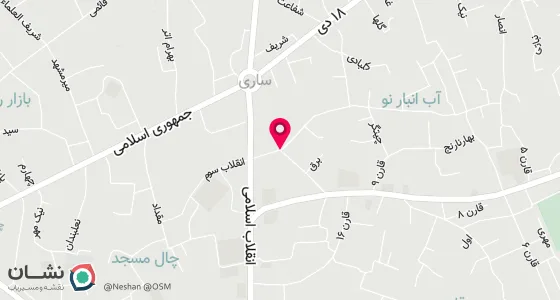 نقشه موقعیت تقریبی دفتر: ساری - خیابان انقلاب کوچه آب انبار نو پلاک 72