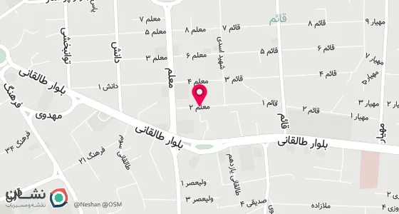 نقشه موقعیت تقریبی دفتر: ساری، خیابان معلم، معلم دو، ساختمان گلستان، طبقه همکف