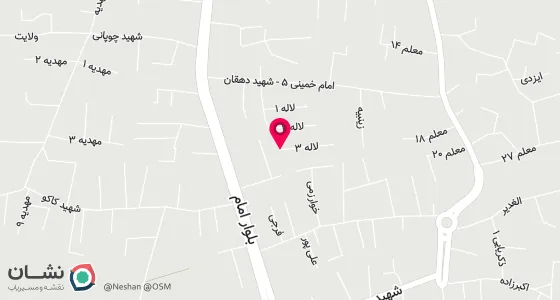 نقشه موقعیت تقریبی دفتر: جویبار- خیابان امام خمینی-خیابان شهید دهقان-بن بست لاله-نبش لاله 3.