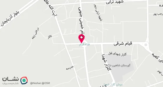 نقشه موقعیت تقریبی دفتر: فلکه قیام -خیابان قیام غربی