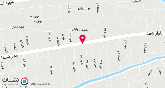 نقشه موقعیت تقریبی دفتر: خیابان شهدا روبروی بانک انصار کوچه شهدای 17