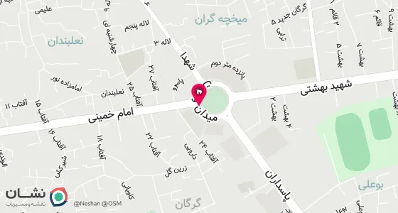 نقشه موقعیت تقریبی دفتر: گرگان- میدان شهرداری ، 15 متری مهرآیین (پشت بازار امام )ساختمان حبیبی فر طبقه اول