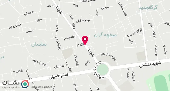 نقشه موقعیت تقریبی دفتر: گرگان خ شهدا نبش لاله یکم طبقه فوقانی بانک مسکن