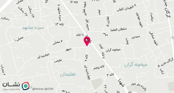 نقشه موقعیت تقریبی دفتر: گرگان - خیابان شهدا - نبش لاله7 - ساختمان آفتاب - طبقه دوم