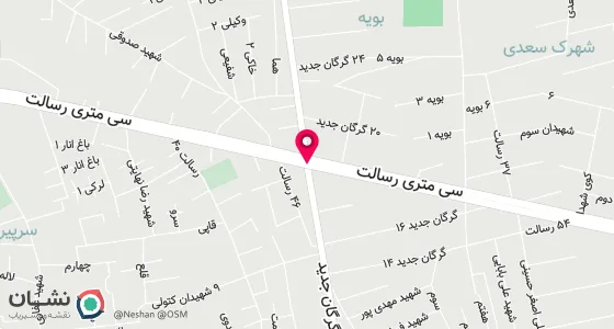 نقشه موقعیت تقریبی دفتر: گرگان - 15 متری مهرآئین - ساختمان حبیبی‌فر