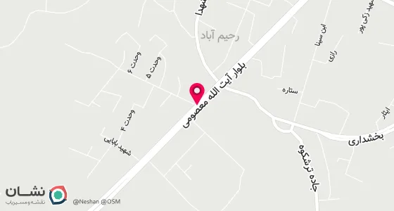نقشه موقعیت تقریبی دفتر: رحیم آباد- بلوار آیت الله معصومی-اول چهارراه ترشکوه-روبروی تالار سمام