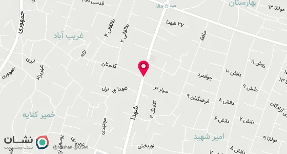 نقشه موقعیت تقریبی دفتر: لاهیجان: خیابان شهداء - کوچه گلستان