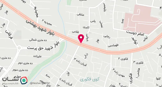 نقشه موقعیت تقریبی دفتر: کمربندی شهیدبهشتی- چهارراه جماران- 12متری ولیعصر