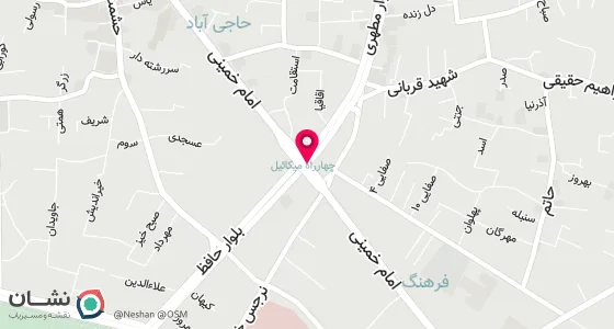 نقشه موقعیت تقریبی دفتر: چهارراه میکائیل- روبروی اداره برق- کوچه استقامت - پلاک 2 - طبقه 2