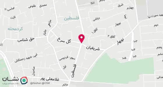 نقشه موقعیت تقریبی دفتر: رشت-خیابان فلسطین- کوچه شهیدشریفیان-پلاک1