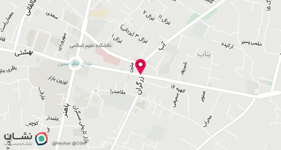 نقشه موقعیت تقریبی دفتر: بناب خیابان مطهری نبش خ آب