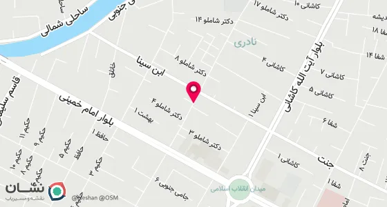 نقشه موقعیت تقریبی دفتر: شیروان- خ دکترشاملو(جامی شمالی)نبش شاملو6