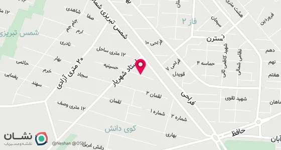 نقشه موقعیت تقریبی دفتر: مراغه خ کاشانی کوچه شهید عباسی طبقه فوقانی پست بانک تیموری دفتر ازدواج وطلاق شماره 5