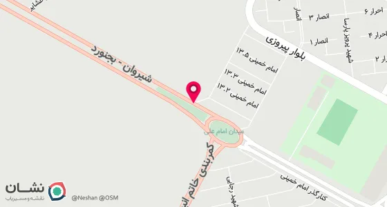 نقشه موقعیت تقریبی دفتر: شیروان - خیابان امام خمینی - طبقه فوقانی کفش ملی