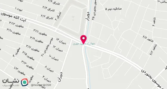 نقشه موقعیت تقریبی دفتر: بجنورد - کوچه ثبت قدیم - تقاطع اول - سمت راست