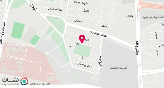 نقشه موقعیت تقریبی دفتر: تبریز میدان انقلاب (پل ارم) اول شهرک ارم ساختمان پزشکان ارم طبقه اول