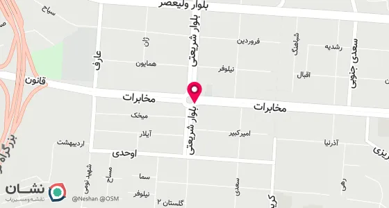 نقشه موقعیت تقریبی دفتر: کوی ولیعصر مابین فلکه شریعتی و فلکه مخابرات