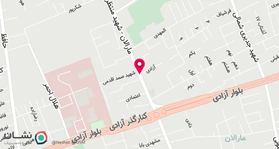نقشه موقعیت تقریبی دفتر: تبریز،خیابان آزادی،نبش چهارراه منتظری(مارالان)،ساختمان سالار،طبقه دوم