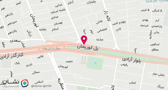 نقشه موقعیت تقریبی دفتر: تبریز، خیابان آزادی، تقاطع قطران، ساختمان آیهان طبقه 2