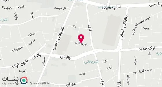 نقشه موقعیت تقریبی دفتر: تبریز-خیابان شریعتی جنوبی پلاک 158 شورای خلیفه گری کل ارامنه آذربایجان