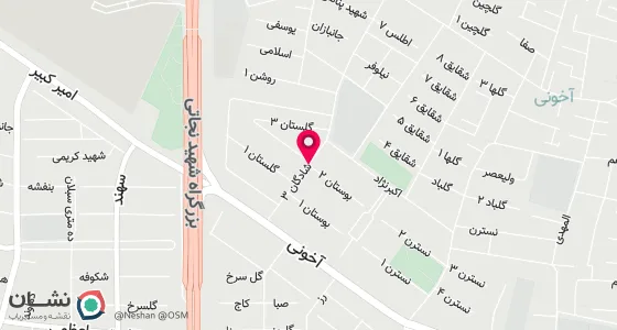 نقشه موقعیت تقریبی دفتر: تبریز - آخر خیابان آخونی - کوی شادگان3 - بوستان2