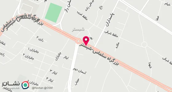 نقشه موقعیت تقریبی دفتر: شبستر -چهارراه نماز -ساختمان نجارزاده